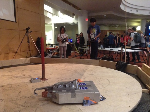 Arushi with Remote with Rover in the rink